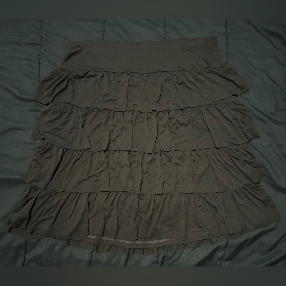 90s y2k brown tiered ruffle mini skirt